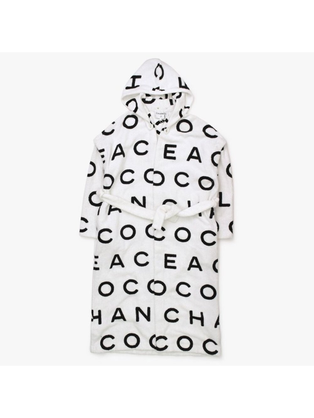 Chanel Logo Bathrobe Jacket Gown Black White